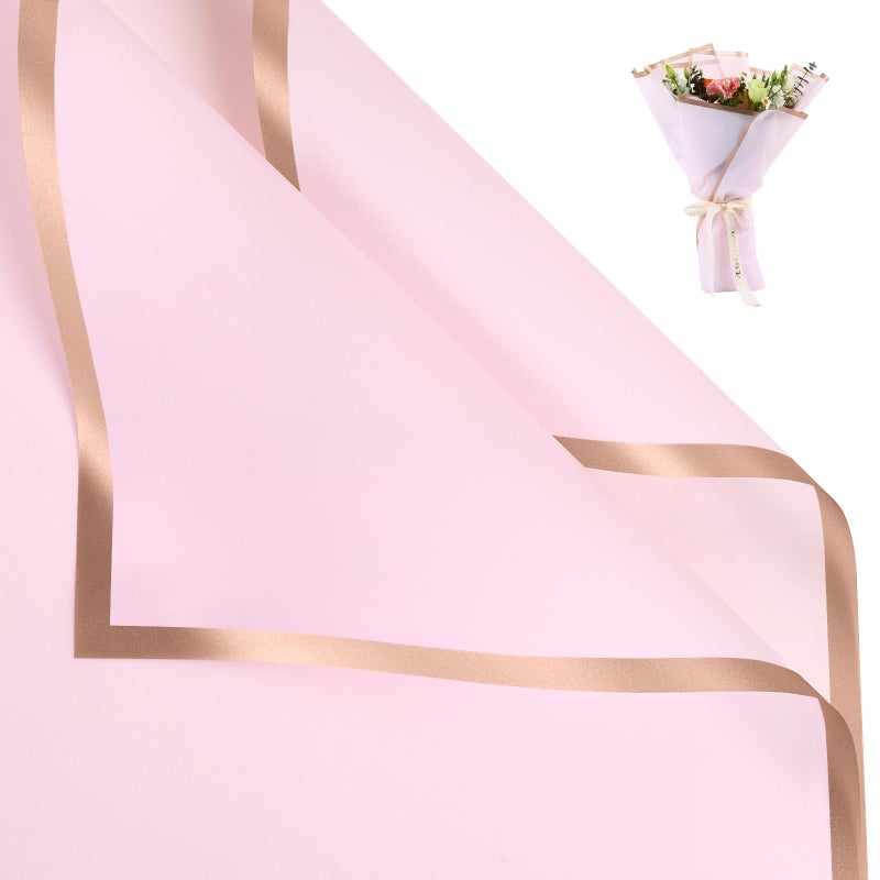 NESCCI 20 Sheets Pastel Pink Floral Bouquet Wrapping Paper Waterproof 228x228 inches Perfect for Wedding Birthday Valentines Day More